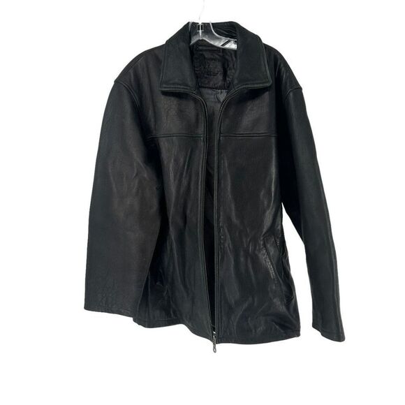 Roundtree Yorke Lambskin Leather Jacket Black Full Zip Collared Mens Size Large - Picture 4 of 15